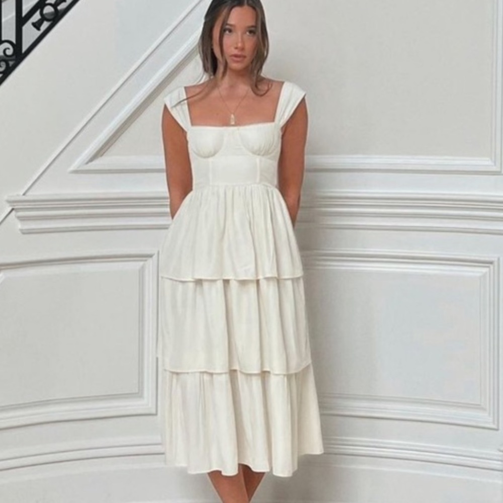 WEWOREWHAT limited edition poplin corset dress in Ivory !